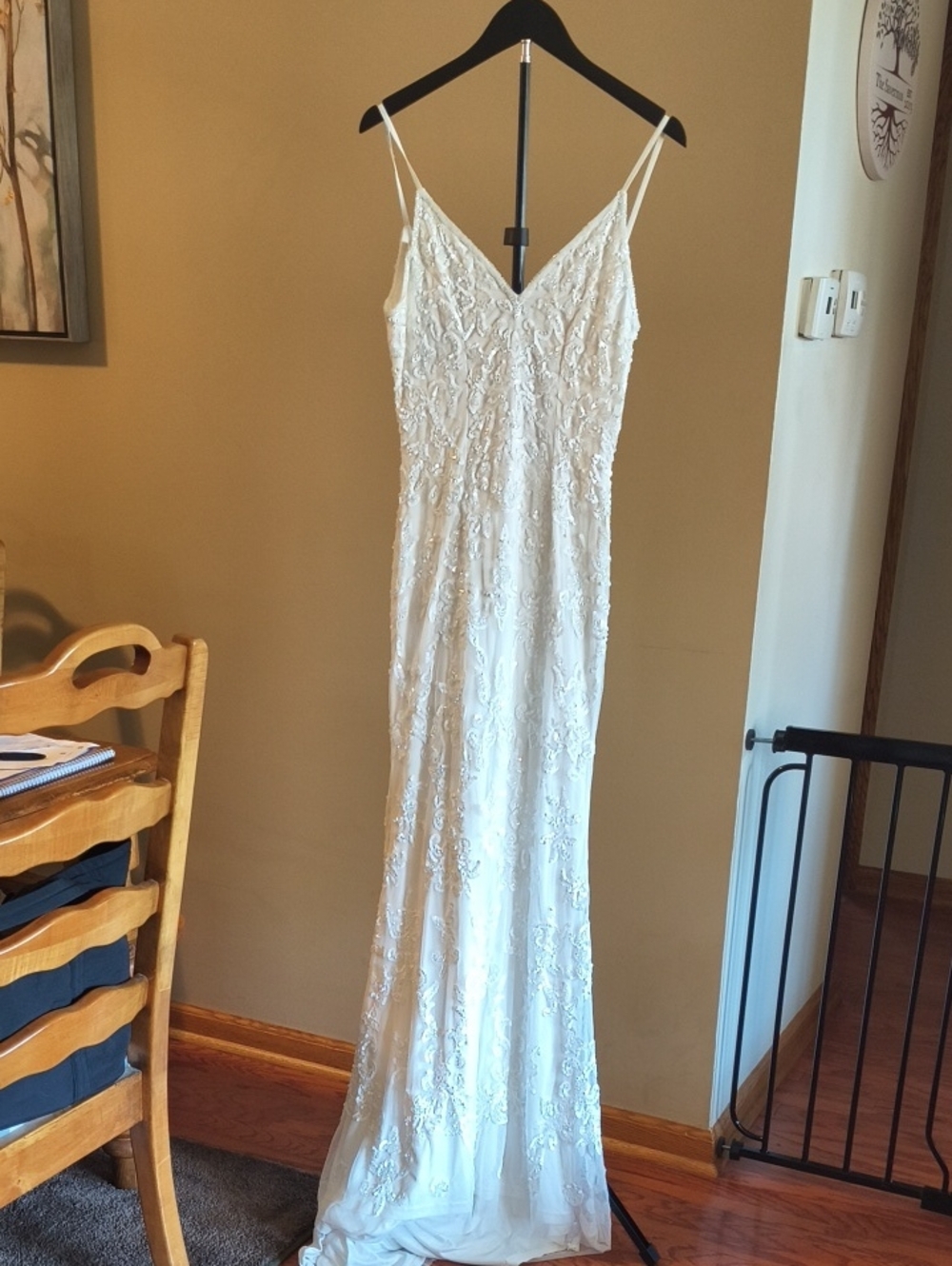 Lulu's White Beaded Spaghetti-Strap Maxi Dress